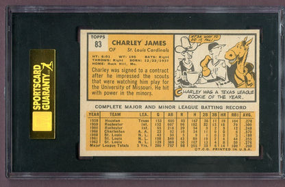 1963 Topps Baseball #083 Charley James Cardinals SGC 8 NM/MT 496500