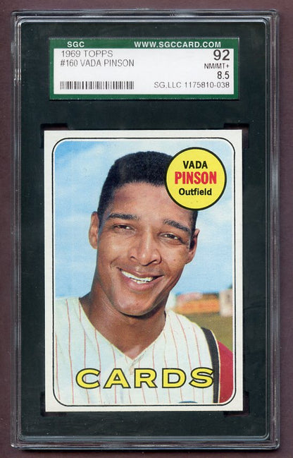 1969 Topps Baseball #160 Vada Pinson Indians SGC 8.5 NM/MT+ 496513