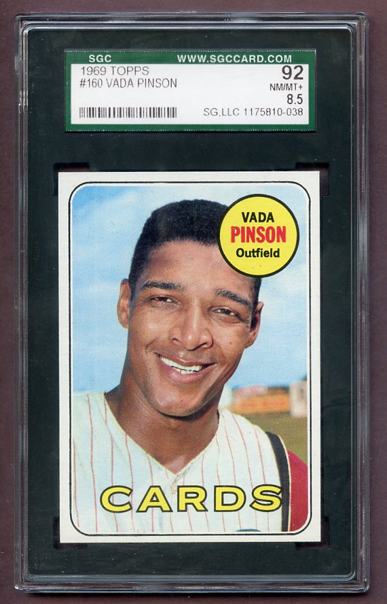1969 Topps Baseball #160 Vada Pinson Indians SGC 8.5 NM/MT+ 496513