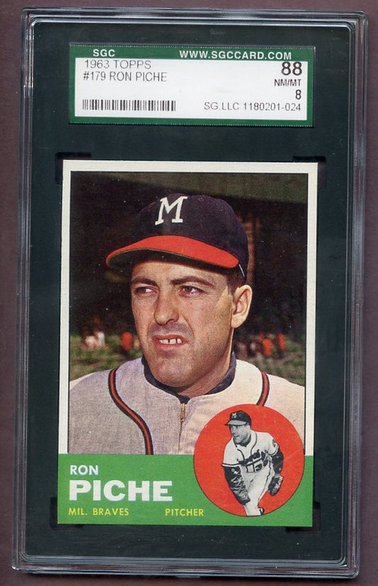 1963 Topps Baseball #179 Ron Piche Braves SGC 8 NM/MT 496529