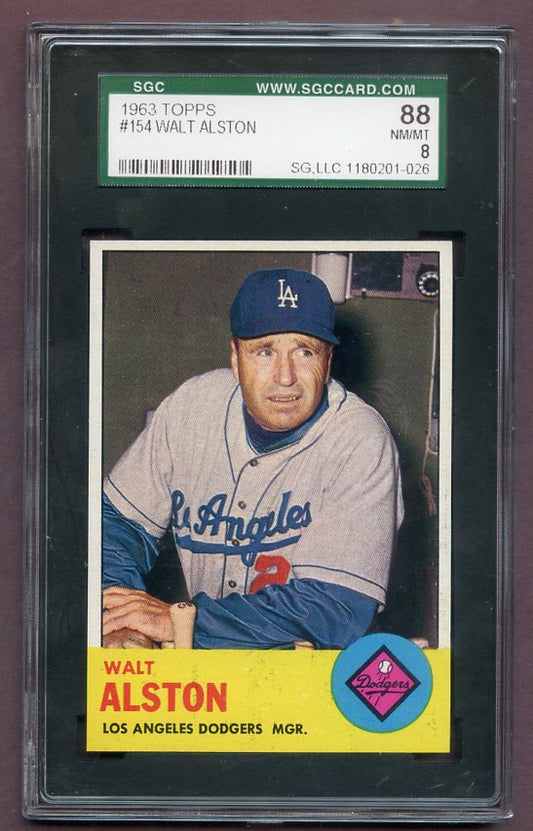 1963 Topps Baseball #154 Walt Alston Dodgers SGC 8 NM/MT 496534