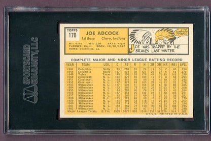 1963 Topps Baseball #170 Joe Adcock Indians SGC 8 NM/MT 496536