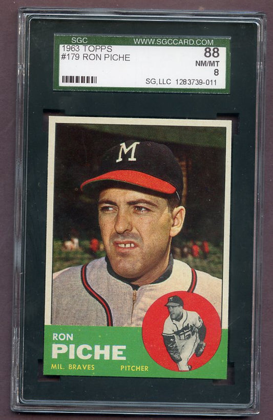 1963 Topps Baseball #179 Ron Piche Braves SGC 8 NM/MT 496542