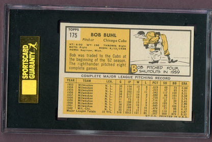 1963 Topps Baseball #175 Bob Buhl Cubs SGC 8 NM/MT 496544