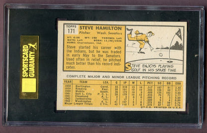 1963 Topps Baseball #171 Steve Hamilton Senators SGC 7.5 NM+ 496545