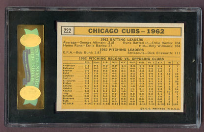 1963 Topps Baseball #222 Chicago Cubs Team SGC 8 NM/MT 496549