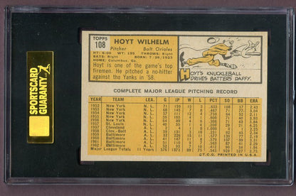 1963 Topps Baseball #108 Hoyt Wilhelm Orioles SGC 7.5 NM+ 496552