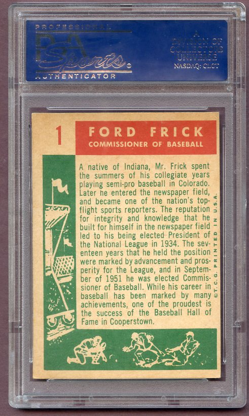 1959 Topps Baseball #001 Ford Frick Commissioner PSA 6 EX-MT 496610