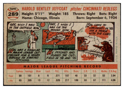1956 Topps Baseball #289 Hal Jeffcoat Reds NR-MT 496864