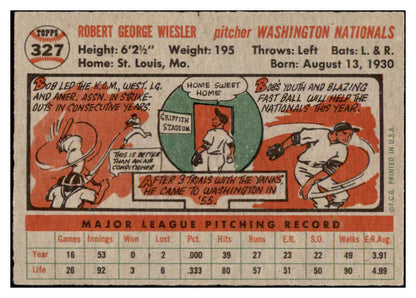 1956 Topps Baseball #327 Bob Wiesler Senators NR-MT 496933