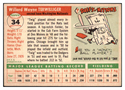 1955 Topps Baseball #034 Wayne Terwilliger Senators EX-MT 497002