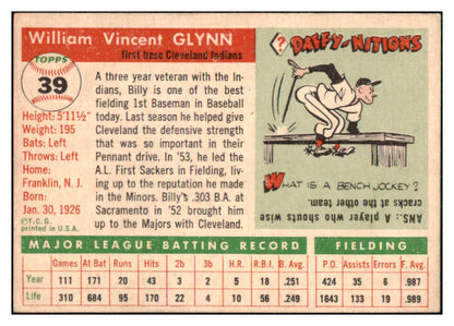 1955 Topps Baseball #039 Bill Glynn Indians EX-MT 497014