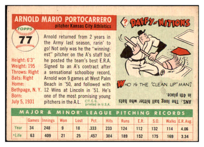1955 Topps Baseball #077 Arnie Portocarrero A's EX-MT 497077