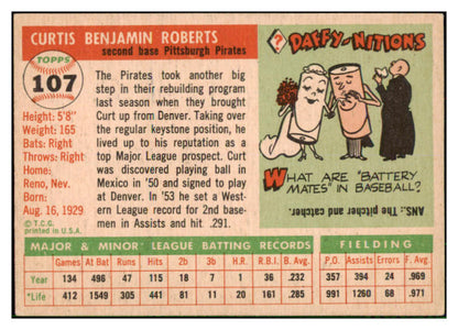 1955 Topps Baseball #107 Curt Roberts Pirates EX-MT 497138