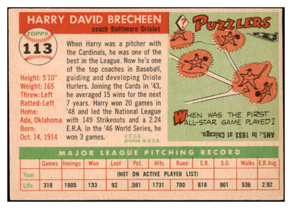 1955 Topps Baseball #113 Harry Brecheen Orioles NR-MT 497149