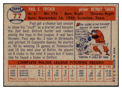 1957 Topps Baseball #077 Paul Foytack Tigers NR-MT 497306