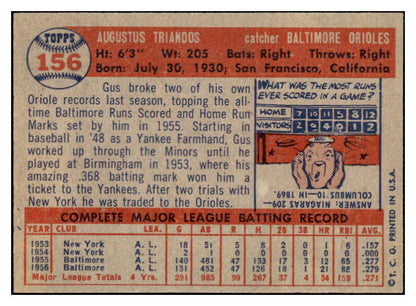 1957 Topps Baseball #156 Gus Triandos Orioles NR-MT 497366