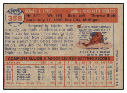1957 Topps Baseball #358 Jerry Lynch Reds NR-MT 497510