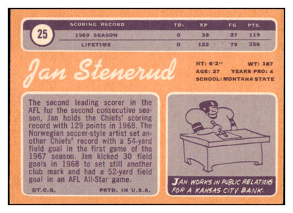 1970 Topps Football #025 Jan Stenerud Chiefs EX-MT 497830