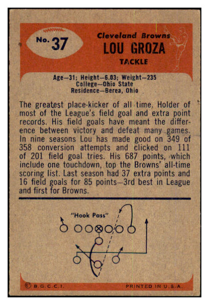 1955 Bowman Football #037 Lou Groza Browns EX 498075