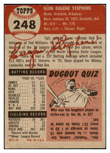 1953 Topps Baseball #248 Gene Stephens Red Sox EX-MT 498947