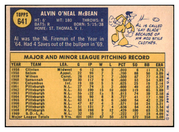 1970 Topps Baseball #641 Al Mcbean Dodgers EX-MT 499103