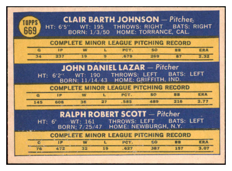 1970 Topps Baseball #669 Bart Johnson White Sox NR-MT 499226