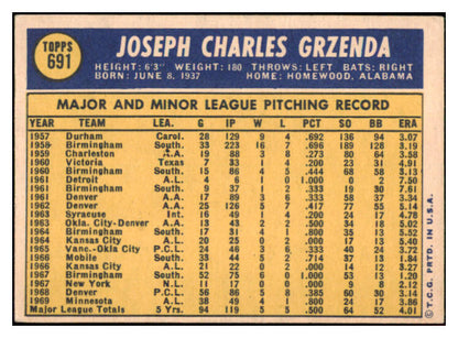1970 Topps Baseball #691 Joe Grzenda Senators EX 499331