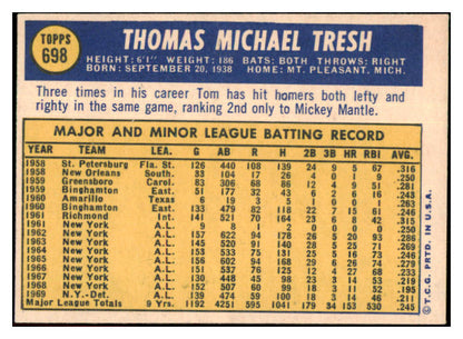 1970 Topps Baseball #698 Tom Tresh Tigers NR-MT 499363