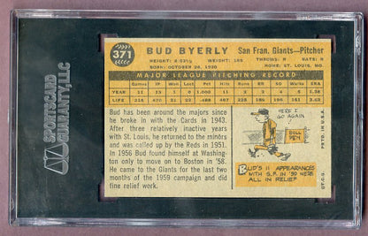 1960 Topps Baseball #371 Bud Byerly Giants SGC 7.5 NM+ 499861