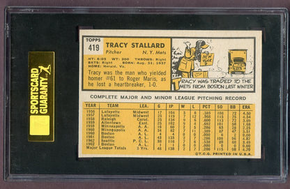 1963 Topps Baseball #419 Tracy Stallard Mets SGC 8 NM/MT 499883
