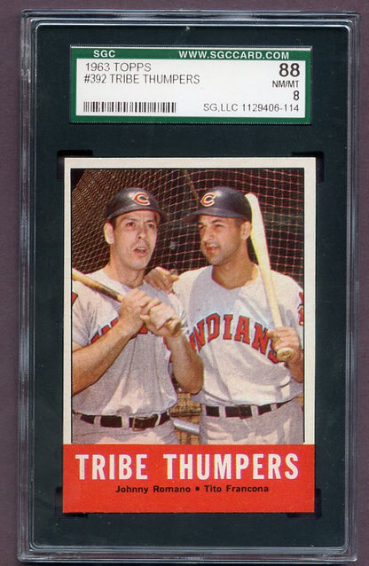 1963 Topps Baseball #392 Tito Francona Johnny Romano SGC 8 NM/MT 499884