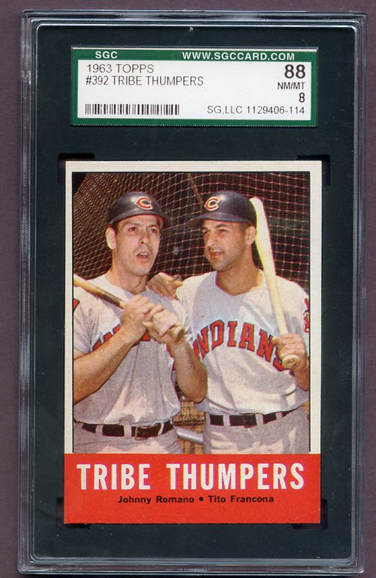 1963 Topps Baseball #392 Tito Francona Johnny Romano SGC 8 NM/MT 499884