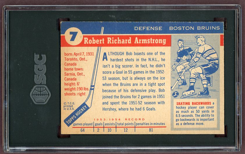 1954 Topps Hockey #007 Bob Armstrong Bruins SGC 6 EX-MT 499989