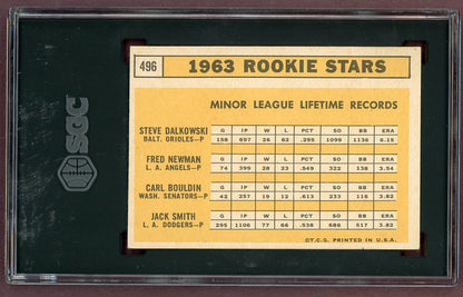 1963 Topps Baseball #496 Steve Dalkowski Orioles SGC 5 EX 500071