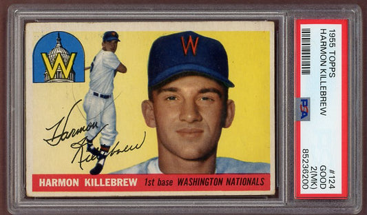 1955 Topps Baseball #124 Harmon Killebrew Senators PSA 2 GD mk 500133