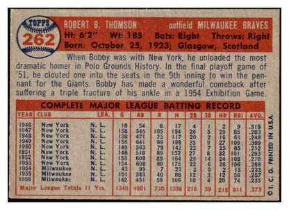 1957 Topps Baseball #262 Bobby Thomson Braves VG-EX 501043