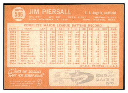 1964 Topps Baseball #586 Jimmy Piersall Angels EX-MT 501144