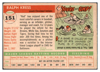 1955 Topps Baseball #151 Red Kress Indians VG 501287
