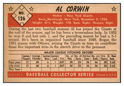 1953 Bowman Color Baseball #126 Al Corwin Giants NR-MT 501633