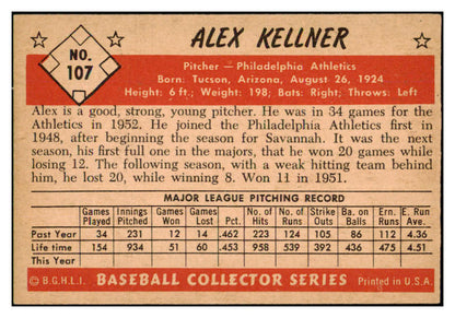 1953 Bowman Color Baseball #107 Alex Kellner A's EX 501661