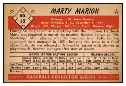 1953 Bowman Color Baseball #052 Marty Marion Browns EX-MT 501730