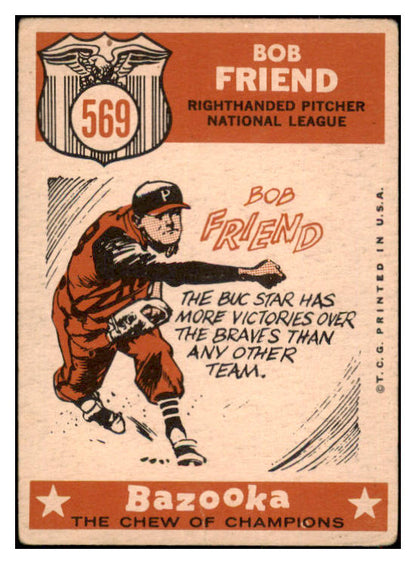 1959 Topps Baseball #569 Bob Friend A.S. Pirates VG 501998