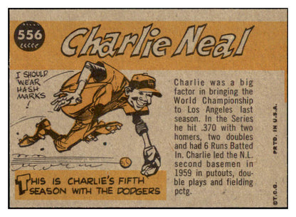 1960 Topps Baseball #556 Charlie Neal A.S. Dodgers EX-MT 502037