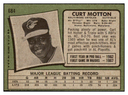 1971 Topps Baseball #684 Curt Motton Orioles NR-MT 502468