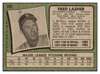 1971 Topps Baseball #707 Fred Lasher Angels NR-MT 502478