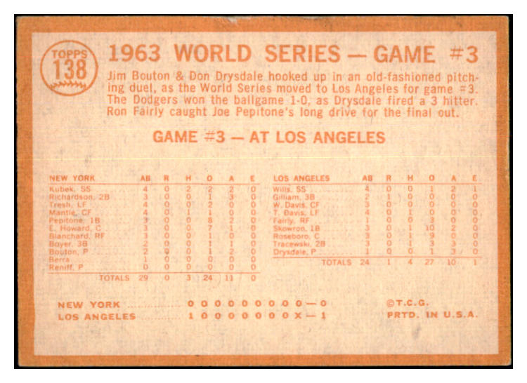1964 Topps Baseball #138 World Series Game 3 Ron Fairly EX-MT 502496