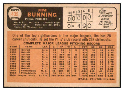 1966 Topps Baseball #435 Jim Bunning Phillies VG-EX 502509