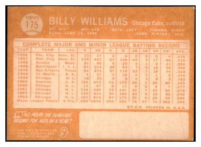 1964 Topps Baseball #175 Billy Williams Cubs EX-MT 503556
