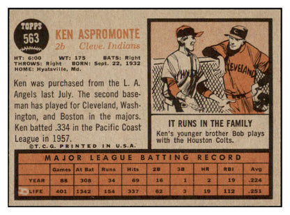 1962 Topps Baseball #563 Ken Aspromonte Indians EX-MT 503983